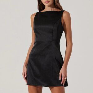 Alisanne Satin Mini Dress Black